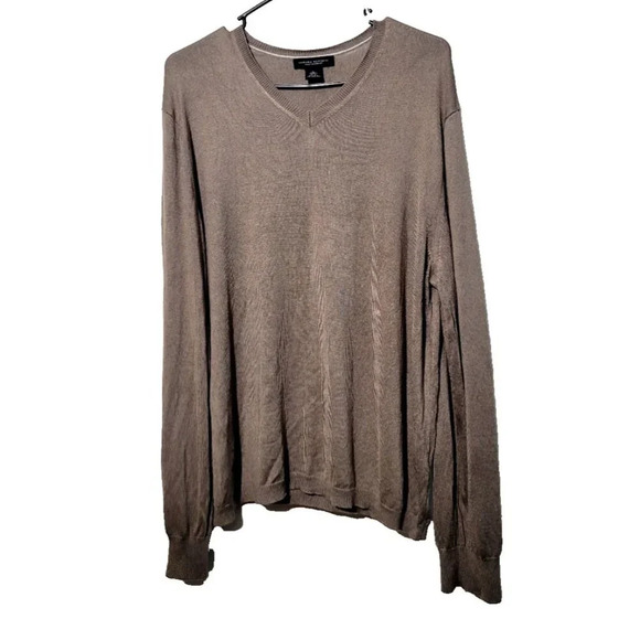 Banana Republic Silk Cashmere Sweater L Gray Stretch Breathable Classic Pullover - Picture 1 of 11